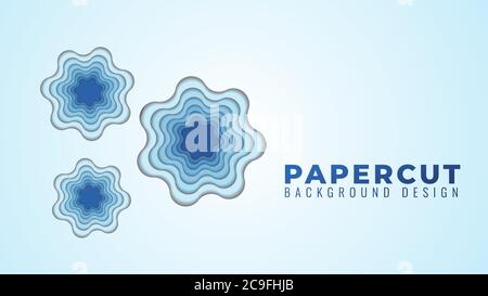 Wavy Hole Papercut Layers Vector Illustration. Abstract Background Design Template. Blue Gradient Color Theme. Stock Vector