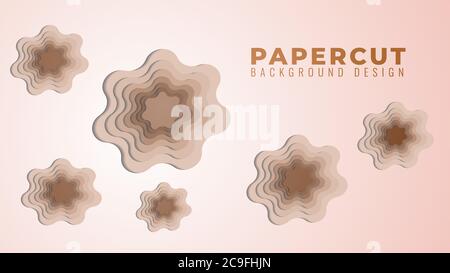 Wavy Hole Papercut Layers Vector Illustration. Abstract Background Design Template. Skintone Gradient Color Theme. Stock Vector