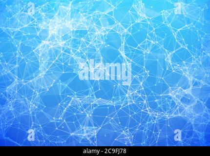 Blue triangular grid in futuristic technology style on light background Stock Vector