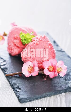 strawberry ice cream , dessert Stock Photo