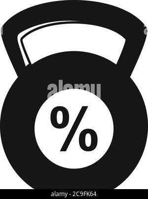 Kettlebell percent online loan icon. Simple illustration of kettlebell percent online loan vector icon for web design isolated on white background Stock Vector