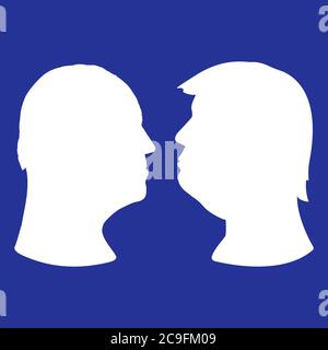 US presidential elections 2020, silhouette portraits of Joe Biden and Donald Trump, vector illustration Stock Vector