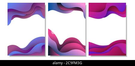 Abstract colorful wavy background set for presentation template, web banner, flyer, poster, brochure. Stock Vector