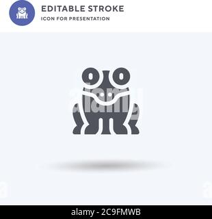 Bullfrog icon vector, filled flat sign, solid pictogram isolated on white, logo illustration. Bullfrog icon for presentation. Stock Vector