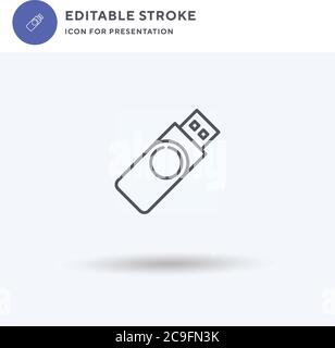 Pendrive icon vector, filled flat sign, solid pictogram isolated on white, logo illustration. Pendrive icon for presentation. Stock Vector