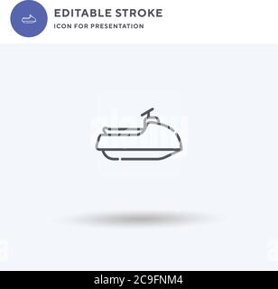 Jet Ski icon vector, filled flat sign, solid pictogram isolated on white, logo illustration. Jet Ski icon for presentation. Stock Vector