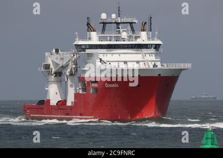 The offshore supply ship Oceanic will reach the port of Rotterdam on July 3, 2020. Stock Photo