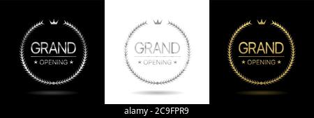 Grand opening wreath icons Stock Vector