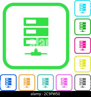 Data network vivid colored flat icons in curved borders on white background Stock Vector