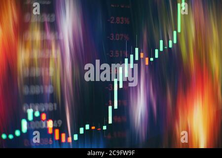 Graph chart with indicator showing bullish point or bearish point, up trend or down trend of price of stock market or stock exchange trading, investme Stock Photo