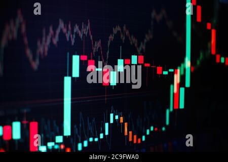 The Forex graph chart on the digital screen. Working set for analyzing financial statistics and analyzing a market data. Stock Photo