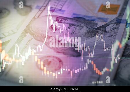 The Forex graph chart on the digital screen. Working set for analyzing financial statistics and analyzing a market data. Stock Photo