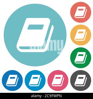 Personal diary flat white icons on round color backgrounds Stock Vector