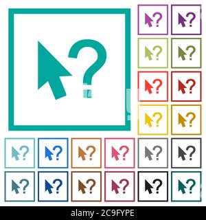 Help cursor flat color icons with quadrant frames on white background Stock Vector