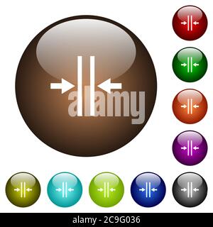 Adjust text column gutter white icons on round color glass buttons Stock Vector