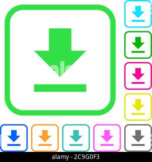 Browser save vivid colored flat icons in curved borders on white ...