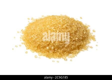 Heap of natural brown sugar isolated on white background Stock Photo