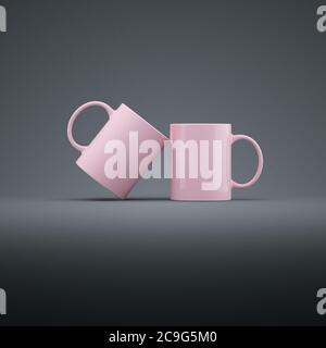 Two pink ceramic cups. Stock Photo