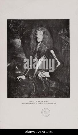 Jacobite broadside - Photographic reproduction of James VII-II as Duke of York, from the painting by Lely at St. James's Place. Stock Photo