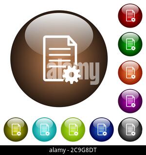 Document setup white icons on round color glass buttons Stock Vector