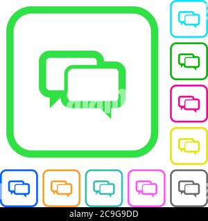 Chat bubbles vivid colored flat icons in curved borders on white background Stock Vector