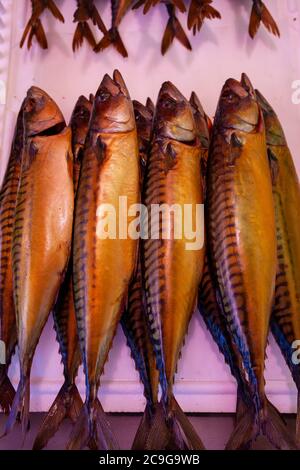 Smoked Mackerel, Amsterdam, Netherlands, Europe Stock Photo