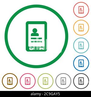 Mobile contacts flat color icons in round outlines on white background Stock Vector