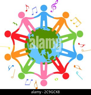Symbols For Different Races People different races in a circle holding hands, vector concept symbol ...