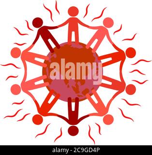 This is a illustration of People of different races around the earth Stock Vector