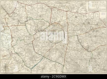 Nouveau Plan De Paris Et De Son Enceinte English A Stunningly And Mammothine Folding Map Of Paris France Dating To 1867 As The Title Suggests This Is A New Map Of
