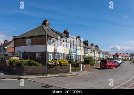 Rows of terraced houses in Brighton-le-Sands, Liverpool, Merseyside, United Kingdom Stock Photo