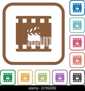 Movie production simple icons in color rounded square frames on white background Stock Vector