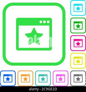 Favorite application vivid colored flat icons in curved borders on white background Stock Vector