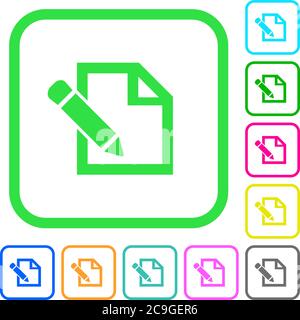 Edit with pencil vivid colored flat icons in curved borders on white background Stock Vector