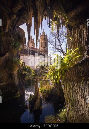 Bom Jesus Sanctuary of Braga. View from the cave placed in the garden Stock Photo