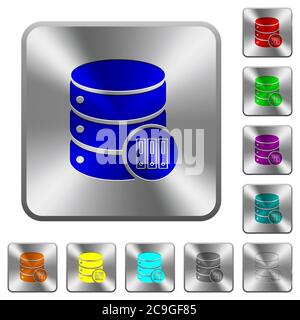 Database archive engraved icons on rounded square glossy steel buttons Stock Vector