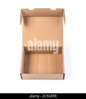 closing a stack of cardboard boxes on a white background with clipping path Stock Photo
