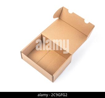 closing a stack of cardboard boxes on a white background with clipping path Stock Photo