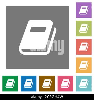Personal diary flat icons on simple color square backgrounds Stock Vector