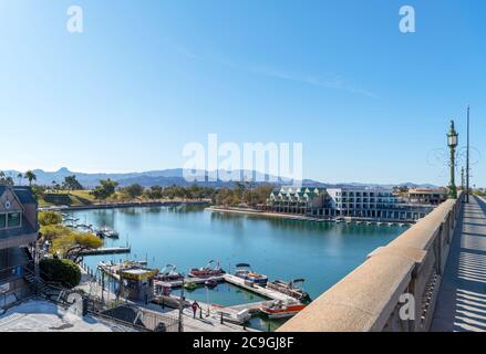 View over Lake Havasu City from London Bridge, Lake Havasu, Arizona, USA Stock Photo