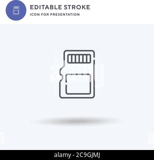 Micro Sd icon vector, filled flat sign, solid pictogram isolated on white, logo illustration. Micro Sd icon for presentation. Stock Vector