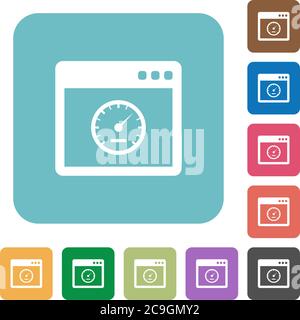 Application speed white flat icons on color rounded square backgrounds Stock Vector