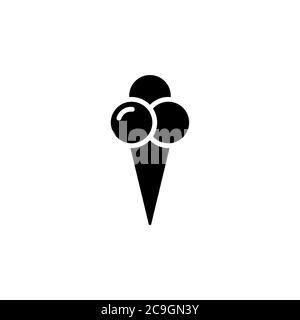 Ice cream in waffle cone in shape three balls icon. Simple sign, logo Stock Vector