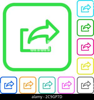 Export symbol vivid colored flat icons in curved borders on white background Stock Vector