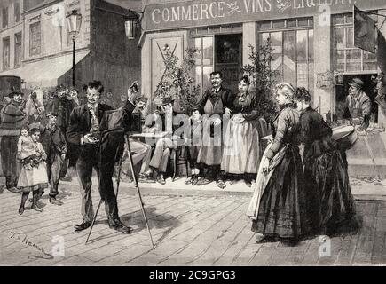 19世紀～ 1800's～ France antique Stall Walking photographer at the end of the 19th century, Paris, France