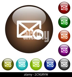 Reply mail white icons on round color glass buttons Stock Vector