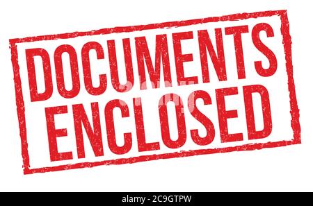 Documents enclosed sign or stamp on white background, vector illustration Stock Vector