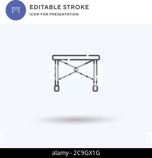 Folding Table icon vector, filled flat sign, solid pictogram isolated on white, logo illustration. Folding Table icon for presentation. Stock Vector