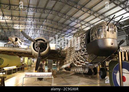 Vickers Wellington Mk1A bomber. Brooklands Museum re-opens after Covid19 lockdown, 1st Aug 2020. Weybridge, Surrey, England, Great Britain, UK, Europe Stock Photo