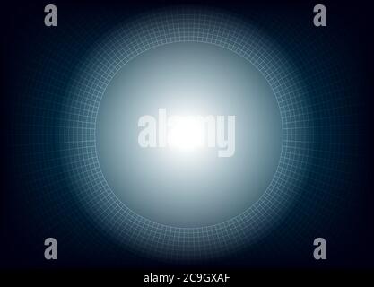 Modern grid line bend into spherical with bright light illuminated in the middle. Stock Vector